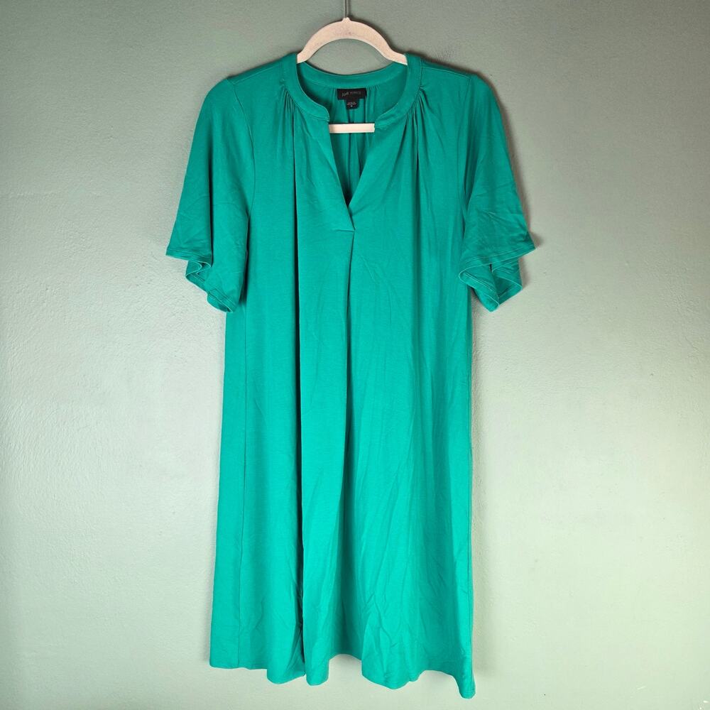 J. Jill Womens Medium Green Wearever Collection Pleated Shift Dress Stretch